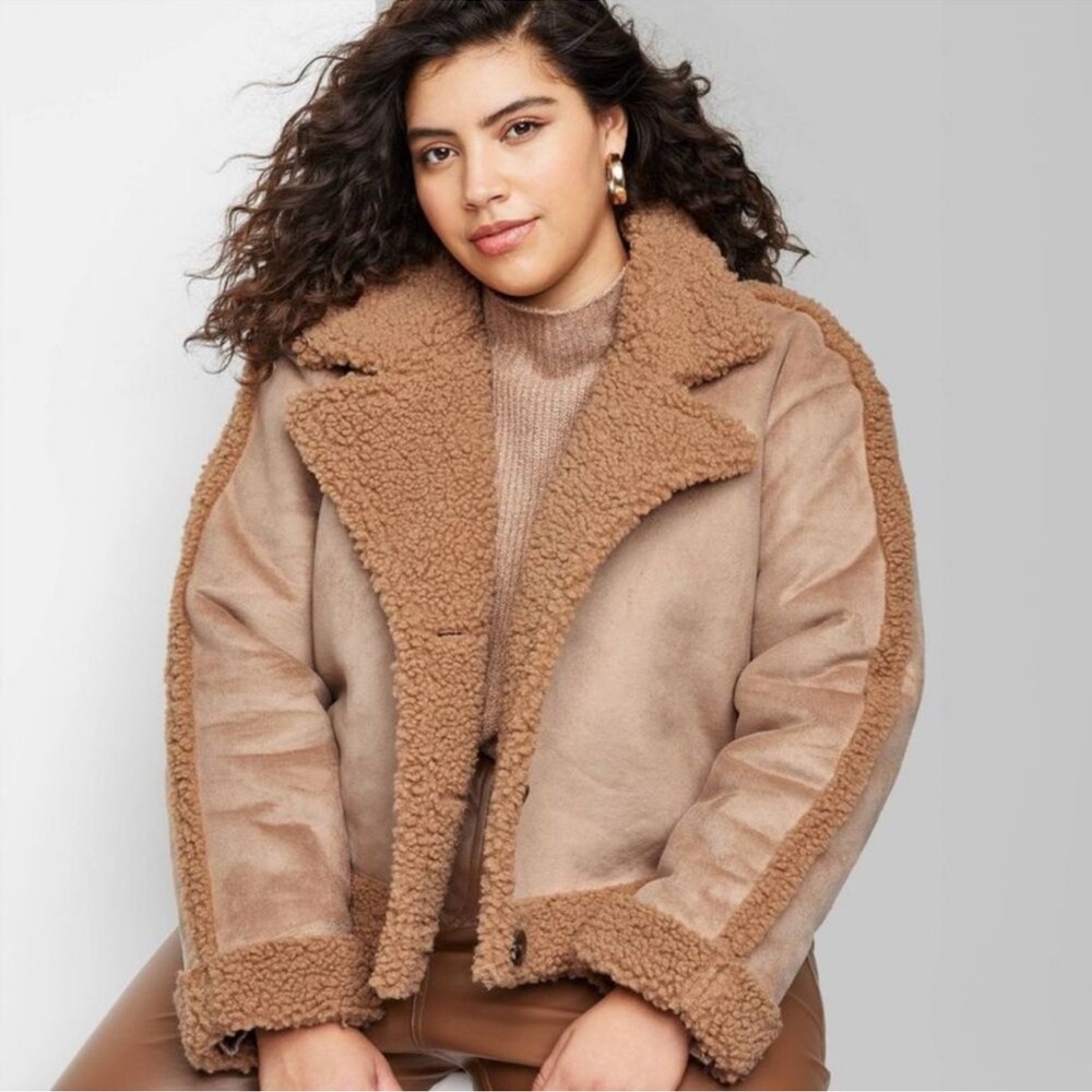 Wild Fable -  Women's Button Up Winter Faux Shearling Brown